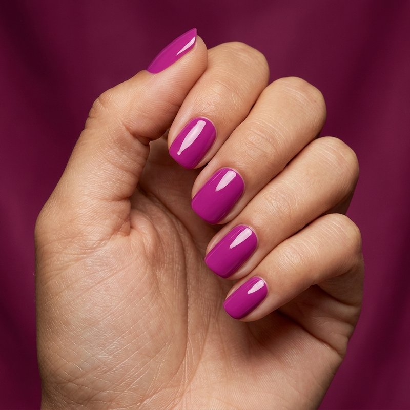 Mano con las uñas pintadas con esmalte en gel Gelish Pop-Arazzi Pose, color Rosas acabado Cream