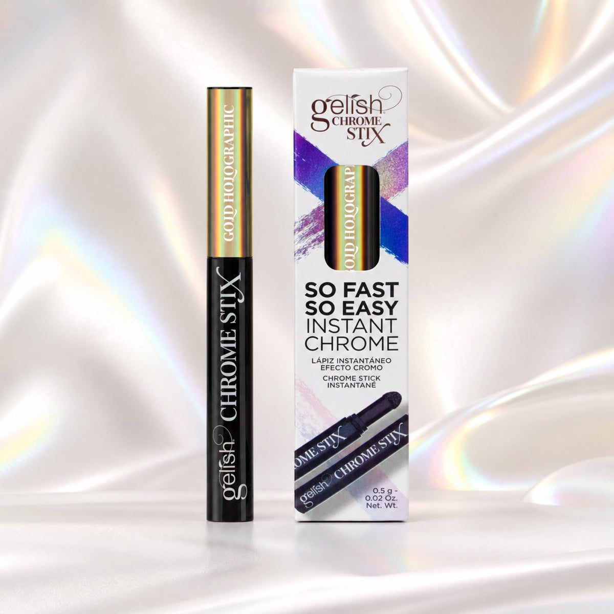 Pigmento chrome Gelish Chrome Stix Gold Holographic, 5 g, toma de producto