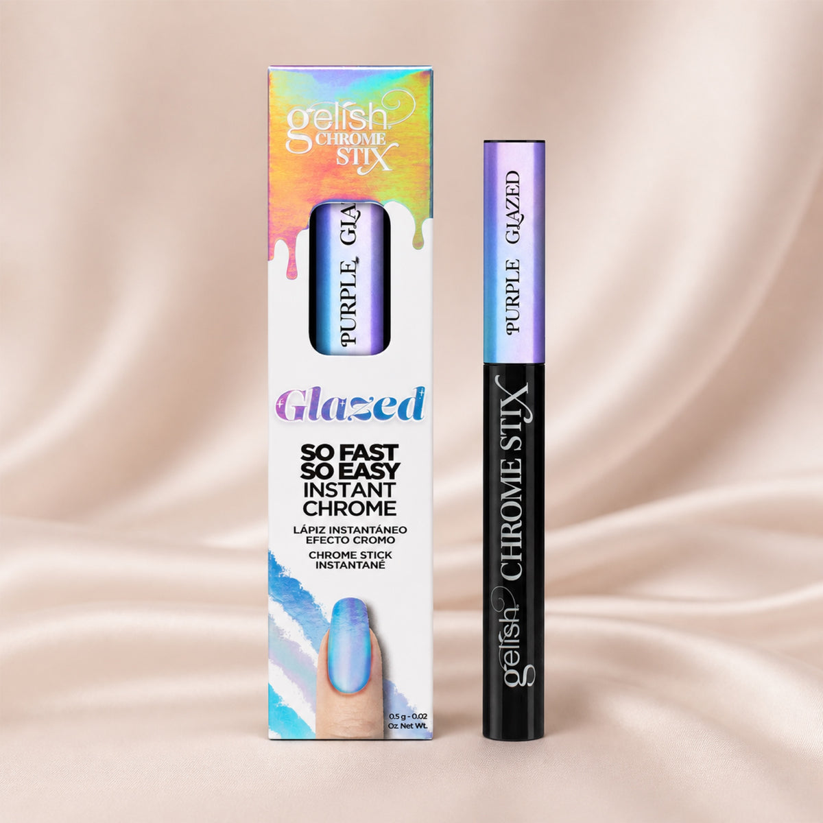 Pigmento chrome Gelish Chrome Stix Purple Glazed, 5 g, toma de producto