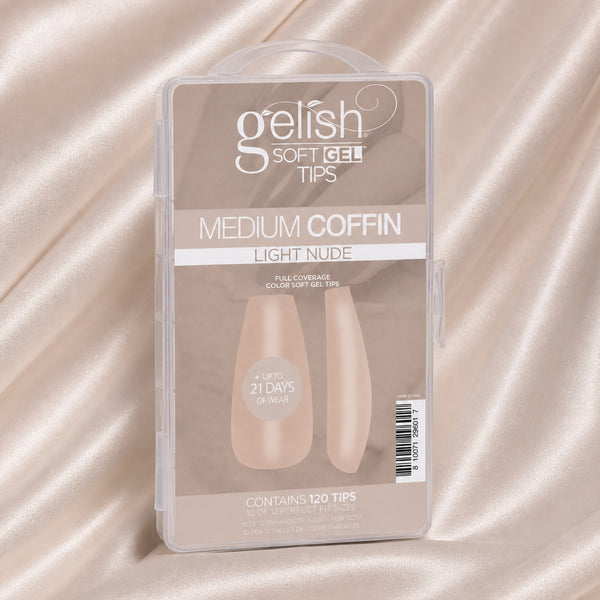 Gelish Soft Gel Tips Light Nude Medium Coffin, 120 ct, toma de producto