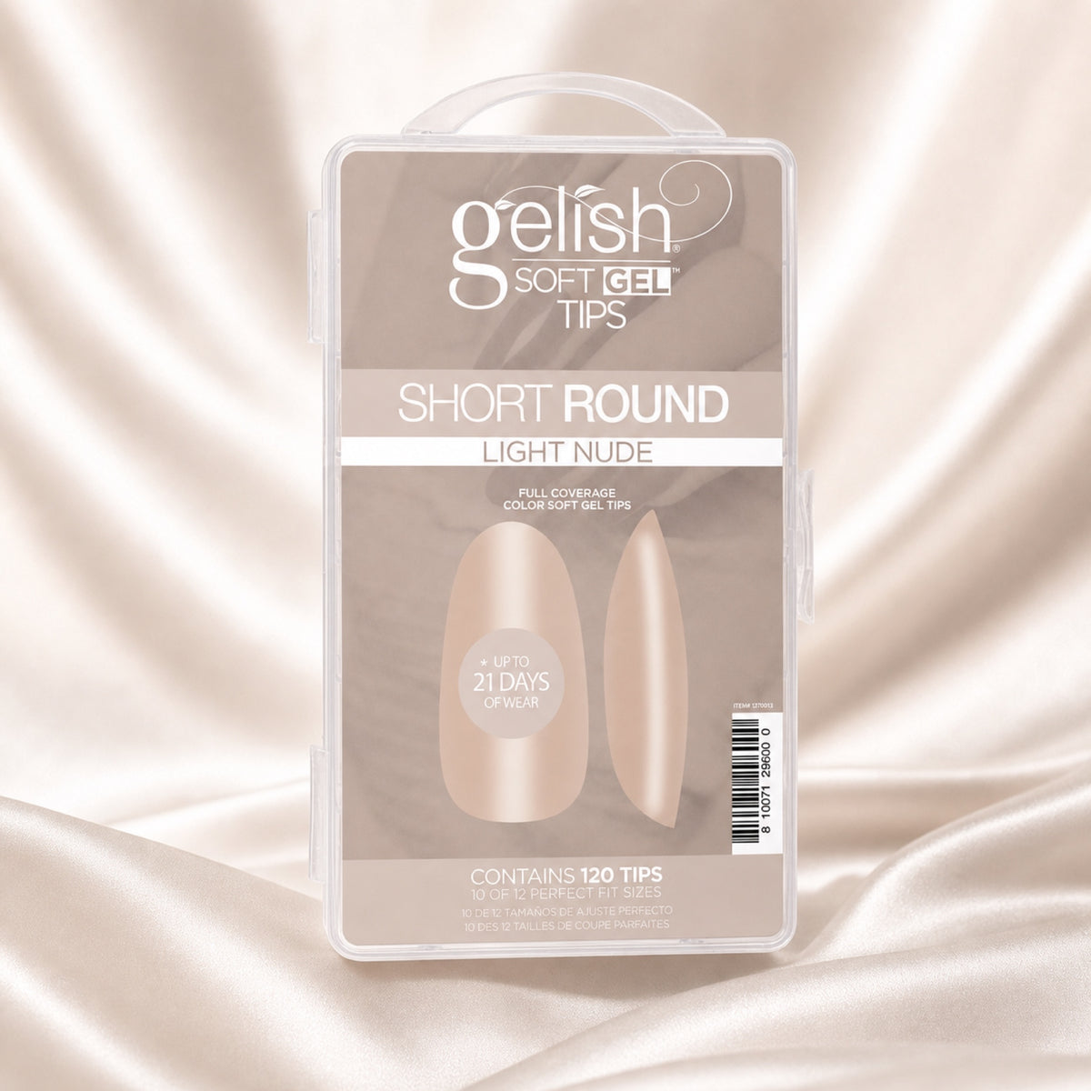 Gelish Soft Gel Tips Light Nude Short Round, 120 ct, toma de producto