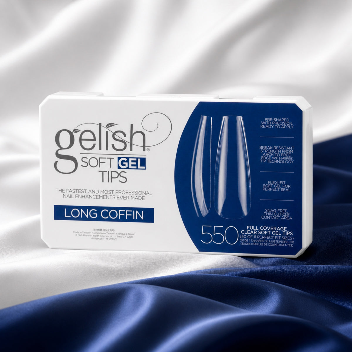 Gelish Soft Gel Tips Long Coffin, 550 ct, toma de producto