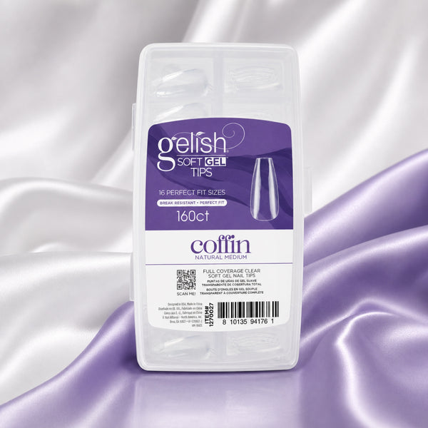 Gelish Soft Gel Tips Medium Coffin, 160 ct, toma de producto