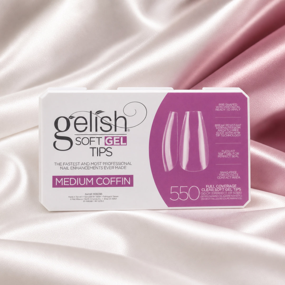 Gelish Soft Gel Tips Medium Coffin, 550 ct, toma de producto
