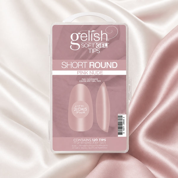 Gelish Soft Gel Tips Pink Nude Short Round, 120 ct, toma de producto