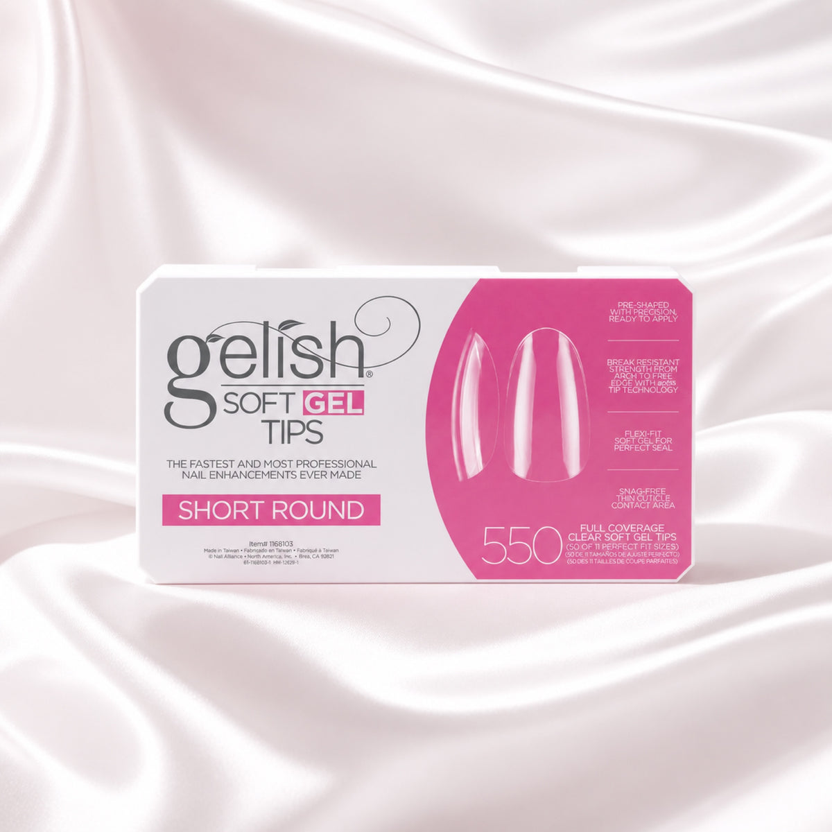 Gelish Soft Gel Tips Short Round, 550 ct, toma de producto