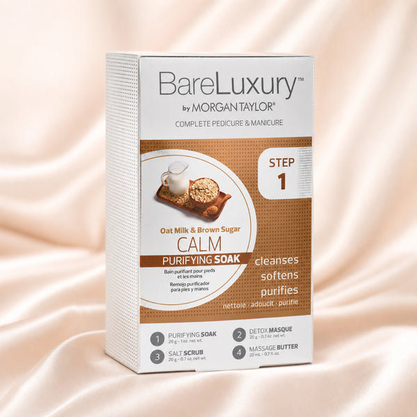 Kit Morgan Taylor BareLuxury Calm Oat Milk & Brown Sugar, 4 pzas, toma de producto
