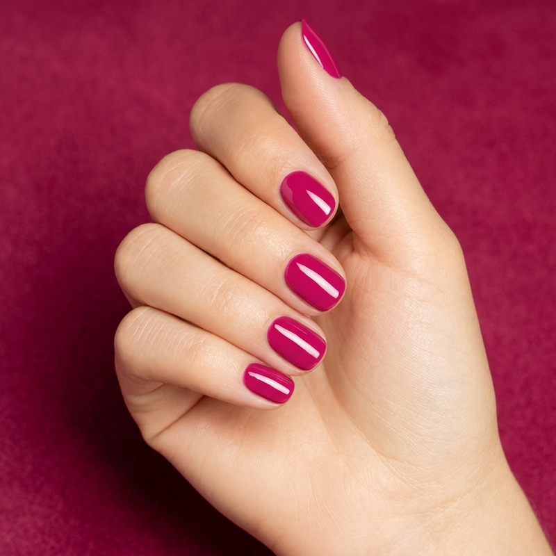 Mano con las uñas pintadas con esmalte en gel Gelish Prettier In Pink, color Rosas acabado Cream