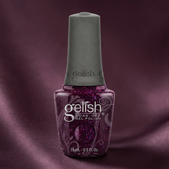 Frasco de esmalte en gel Gelish Seal The Deal, color Morados acabado Glitter, 15 ml