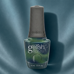 Frasco de esmalte en gel Gelish Aurora - Big Bang For Your Buck, color Verdes acabado Cat Eye, 15 ml