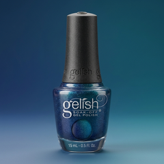 Frasco de esmalte en gel Gelish Aurora - Come Sky With Me, color Azules acabado Cat Eye, 15 ml