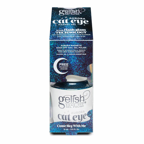 Empaque oficial de Gelish Aurora Cat Eye Come Sky With Me Magnet Gel 15 ml, caja con imán incluido