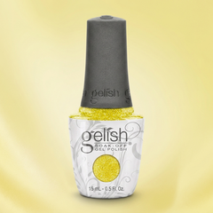 Frasco de esmalte en gel Gelish Bronzed, color Amarillos acabado Glitter, 15 ml
