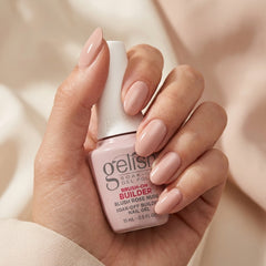 Mano sosteniendo builder gel Gelish Brush-On Builder Blush Rose Nude
