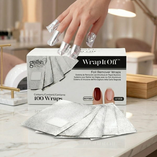 Accesorio Gelish Wrap It Off - Foil Removal Kit 100ct Foils, toma de producto