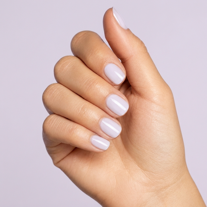 Mano con las uñas pintadas con esmalte tradicional Morgan Taylor Cuddle Bug, color Rosas acabado Cream