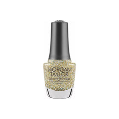 Frasco de esmalte tradicional Morgan Taylor Grand Jewels, color Blancos acabado Glitter, 15 ml, sobre fondo blanco