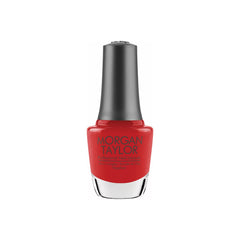 Frasco de esmalte tradicional Morgan Taylor A Petal For Your Thoughts, color Rojos acabado Cream, 15 ml, sobre fondo blanco