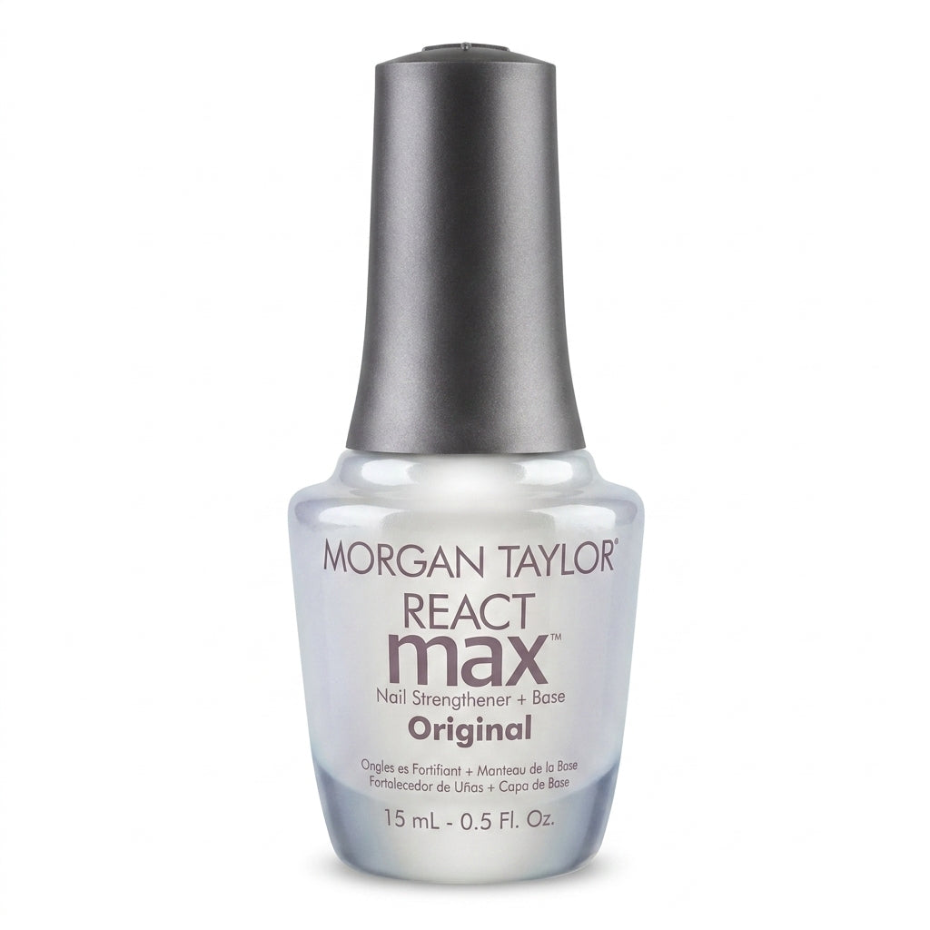 Frasco de Morgan Taylor Reactmax Original Nail Strengthener + Extended Wear Base Coat, 15 ml