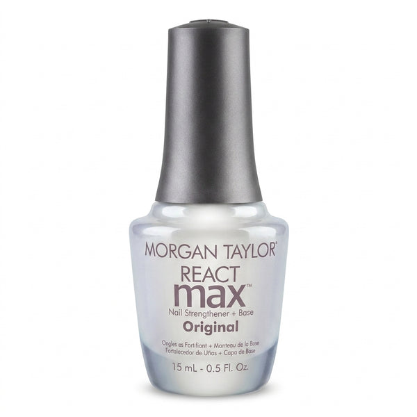 Frasco de Morgan Taylor Reactmax Original Nail Strengthener + Extended Wear Base Coat, 15 ml