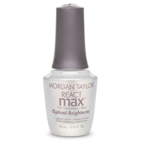 Frasco de Morgan Taylor Reactmax Optical Brightener Nail Strengthener + Extended Wear Base Coat, 15 ml