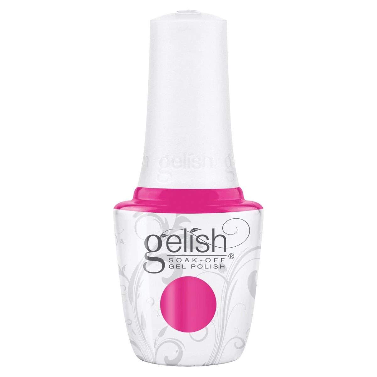 Frasco oficial Gelish La La Love You!, envase blanco con tapa blanca y ventana de color fucsia, esmalte en gel soak-off, 15 ml