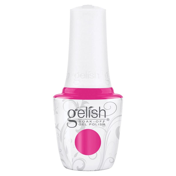 Frasco oficial Gelish La La Love You!, envase blanco con tapa blanca y ventana de color fucsia, esmalte en gel soak-off, 15 ml