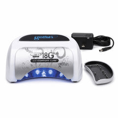 Mano sosteniendo lámpara LED Gelish 18G Plus LED Light with Comfort Cure