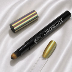 Detalle de pigmento chrome Gelish Chrome Stix Gold Holographic