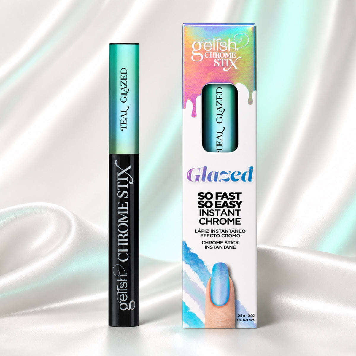 Pigmento chrome Gelish Chrome Stix Teal Glazed, 5 g, toma de producto
