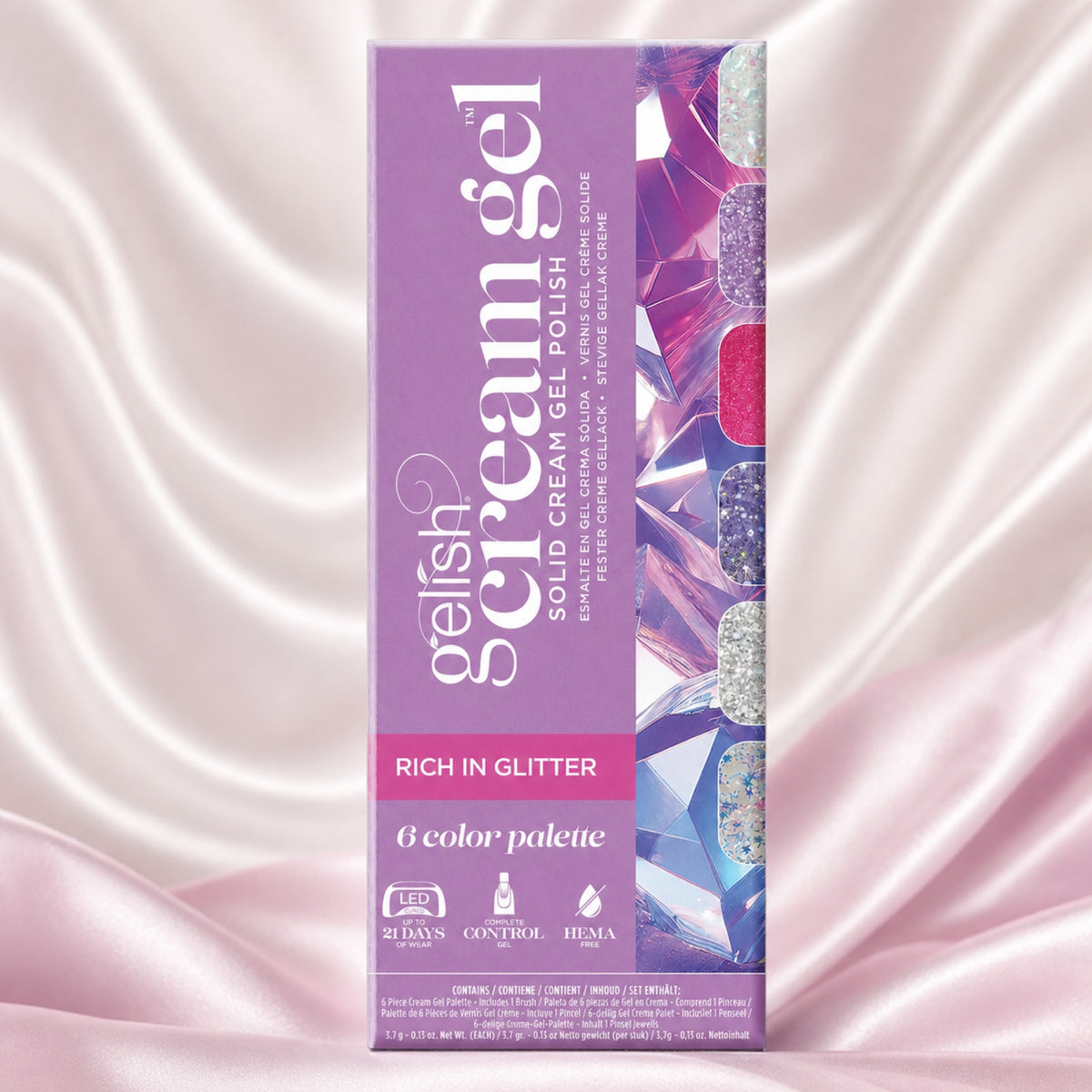 Kit Gelish Cream Gel Paleta 6 pc Rich In Glitter, toma de producto