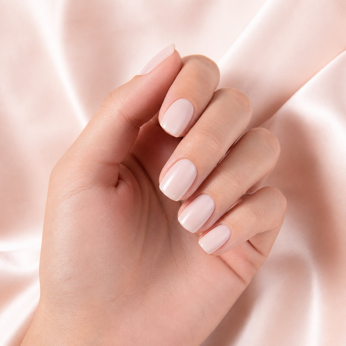 Esmalte en gel Gelish Heaven Sent, color Blancos acabado Cream en uso durante la aplicación