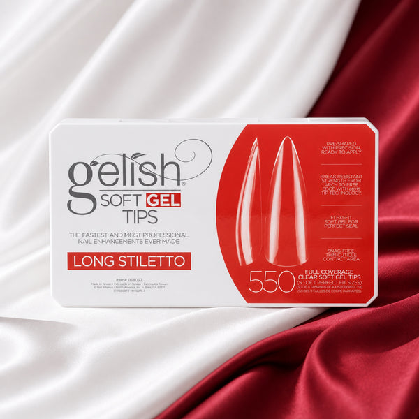 Gelish Soft Gel Tips Long Stiletto, 550 ct, toma de producto