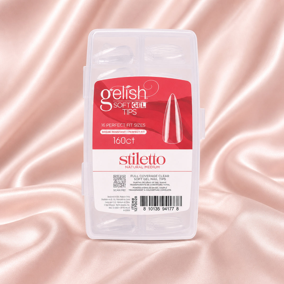 Gelish Soft Gel Tips Medium Stiletto, 160 ct, toma de producto