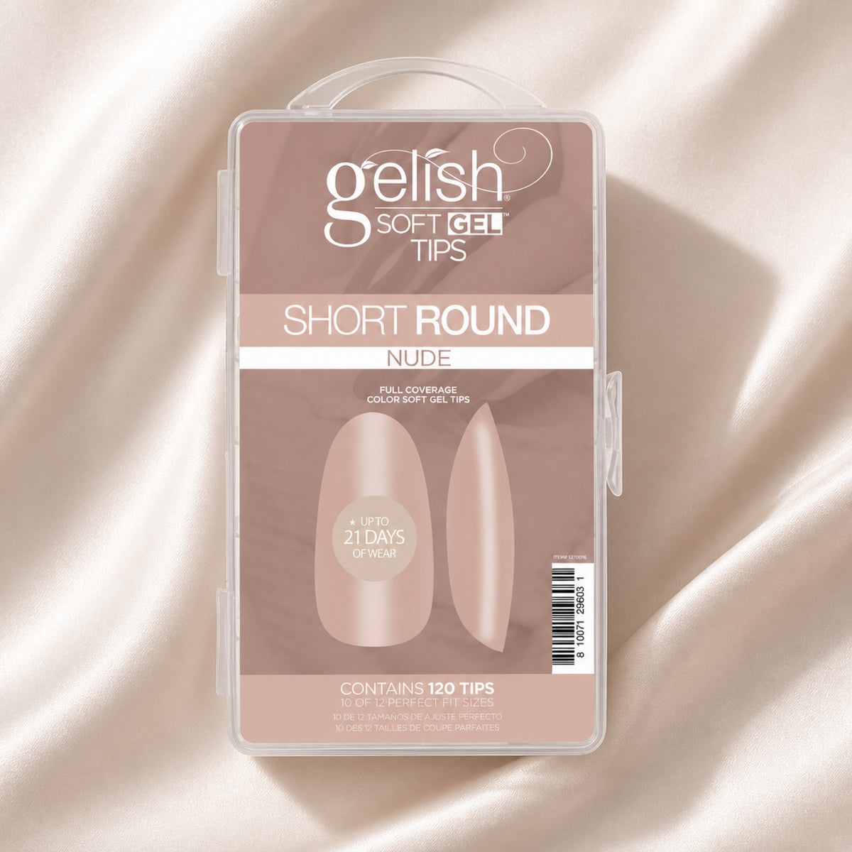 Gelish Soft Gel Tips Nude Short Round, 120 ct, toma de producto