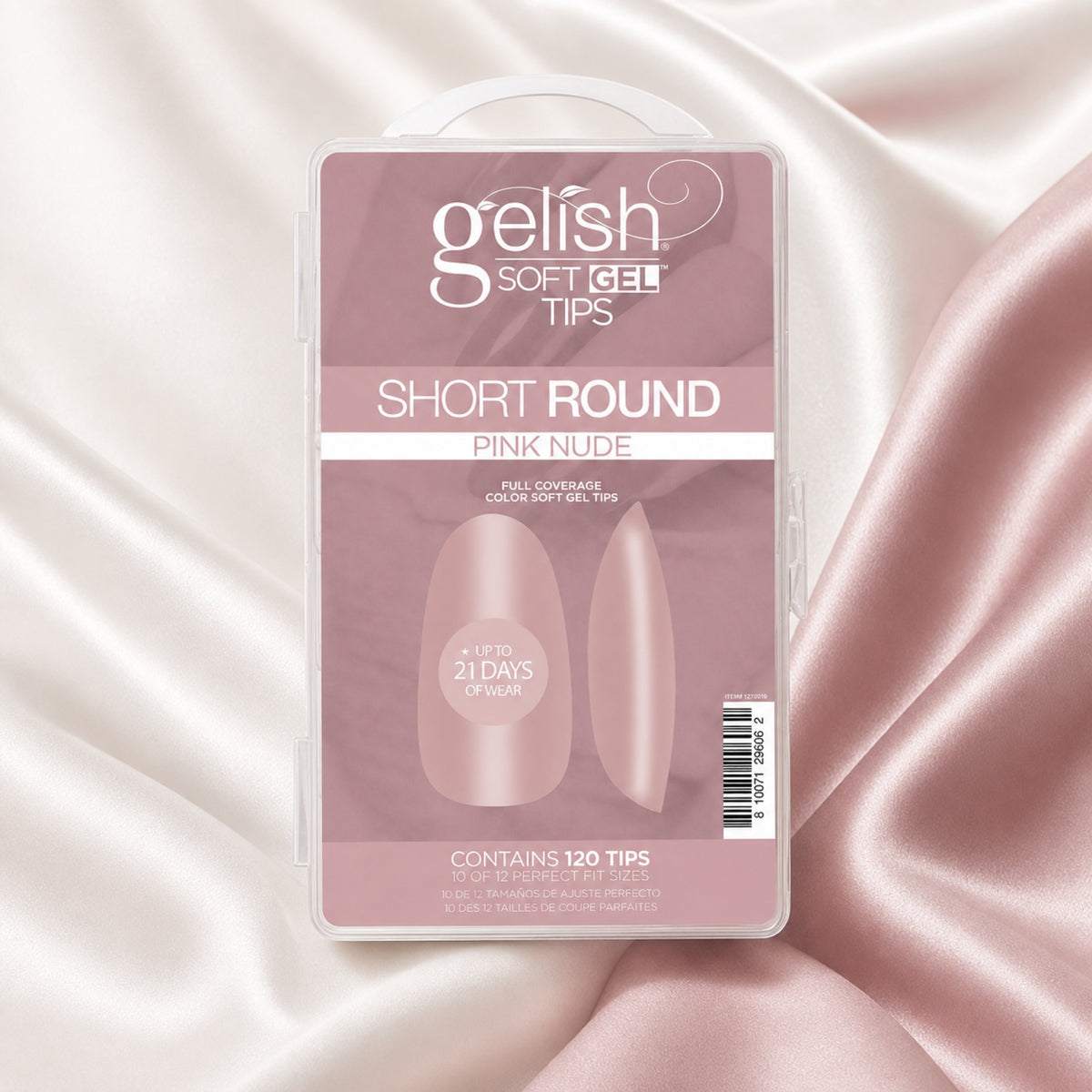 Gelish Soft Gel Tips Pink Nude Short Round, 120 ct, toma de producto
