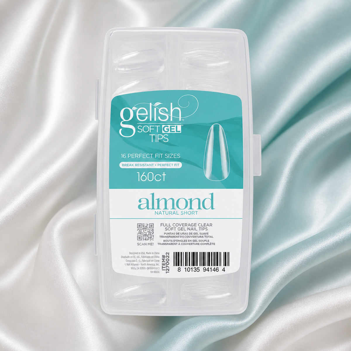 Gelish Soft Gel Tips Short Almond, 160 ct, toma de producto