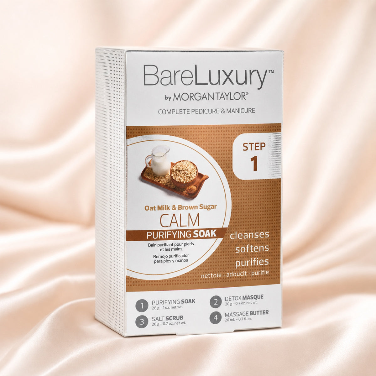 Kit Morgan Taylor BareLuxury Calm Oat Milk & Brown Sugar, 4 pzas, toma de producto
