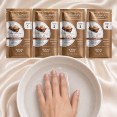 Kit Morgan Taylor BareLuxury Calm Oat Milk & Brown Sugar en uso durante la aplicación
