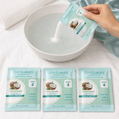 Kit Morgan Taylor BareLuxury Energy Coconut & Honeydew en uso durante la aplicación