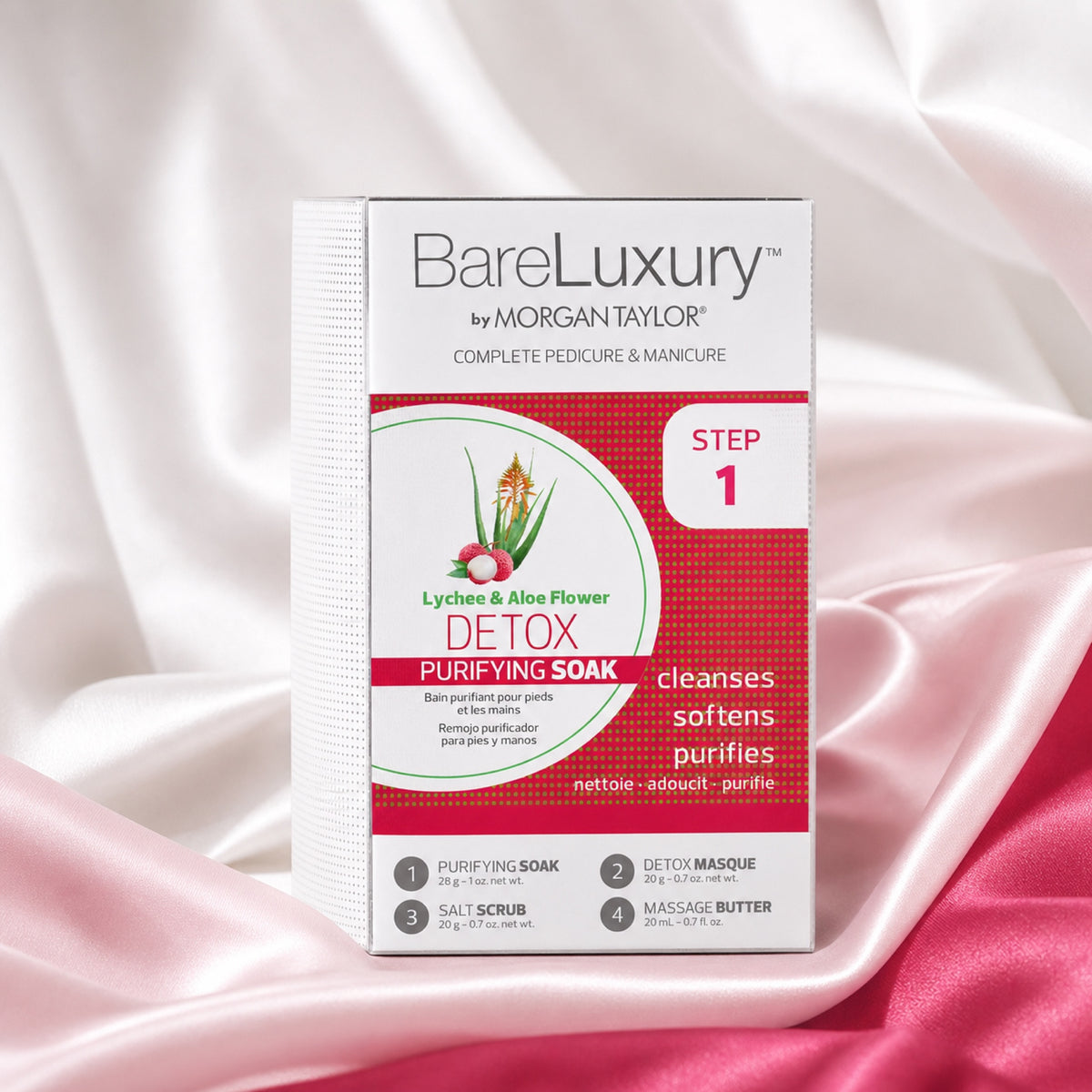 Kit Morgan Taylor BareLuxury Lychee & Aloe Flower, 4 pzas, toma de producto